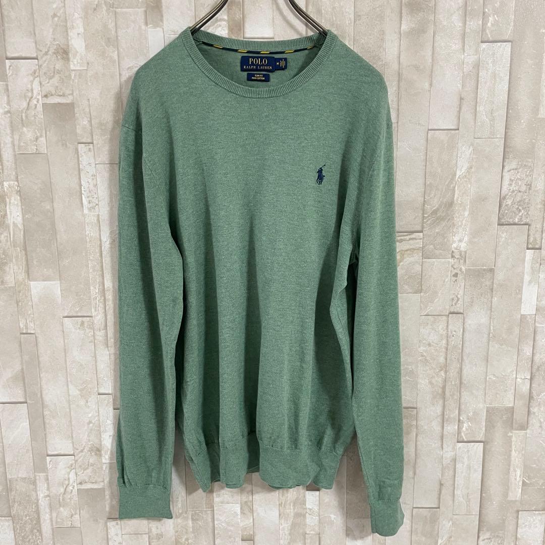 【美品】POLO RALPH LAUREN ニット セーター M 緑色