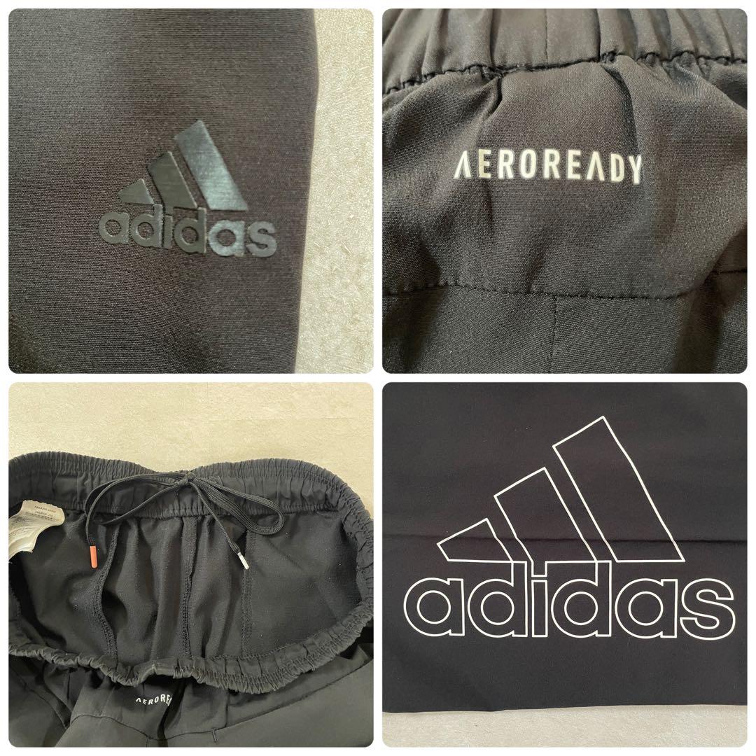 古着 adidas トラックパンツ ビックロゴ ブラック Sサイズ