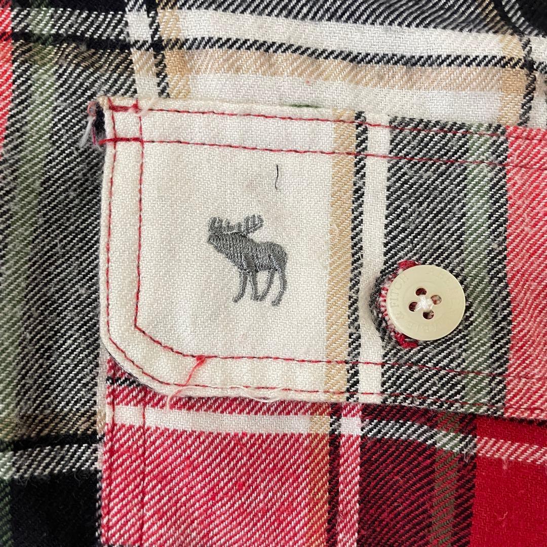 古着 Abercrombie&Fitch チェック柄 ネルシャツ トナカイ刺繍