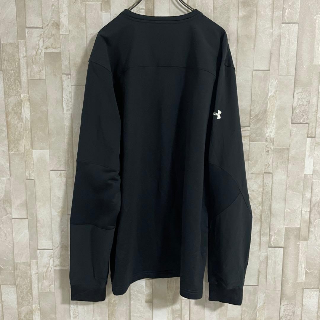 古着 UNDER ARMOUR 長袖シャツ 肉球刺繍 サイズL ブラック