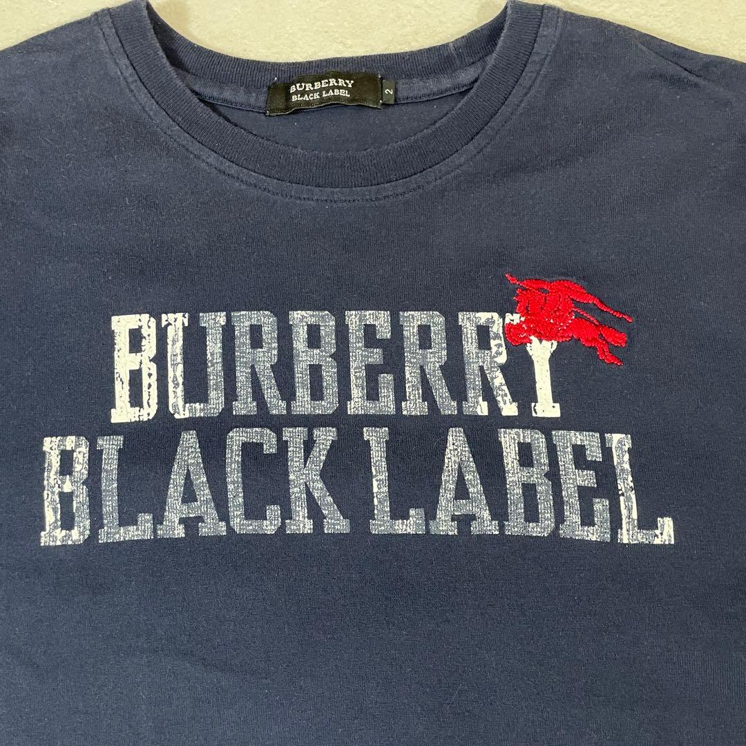 【美品】BURBERRY BLACK LABEL 半袖Tシャツ 2 ネイビー
