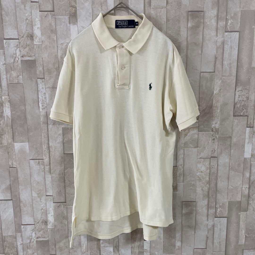 90s POLO RALPH LAUREN 半袖ポロシャツ サイズM アイボリー