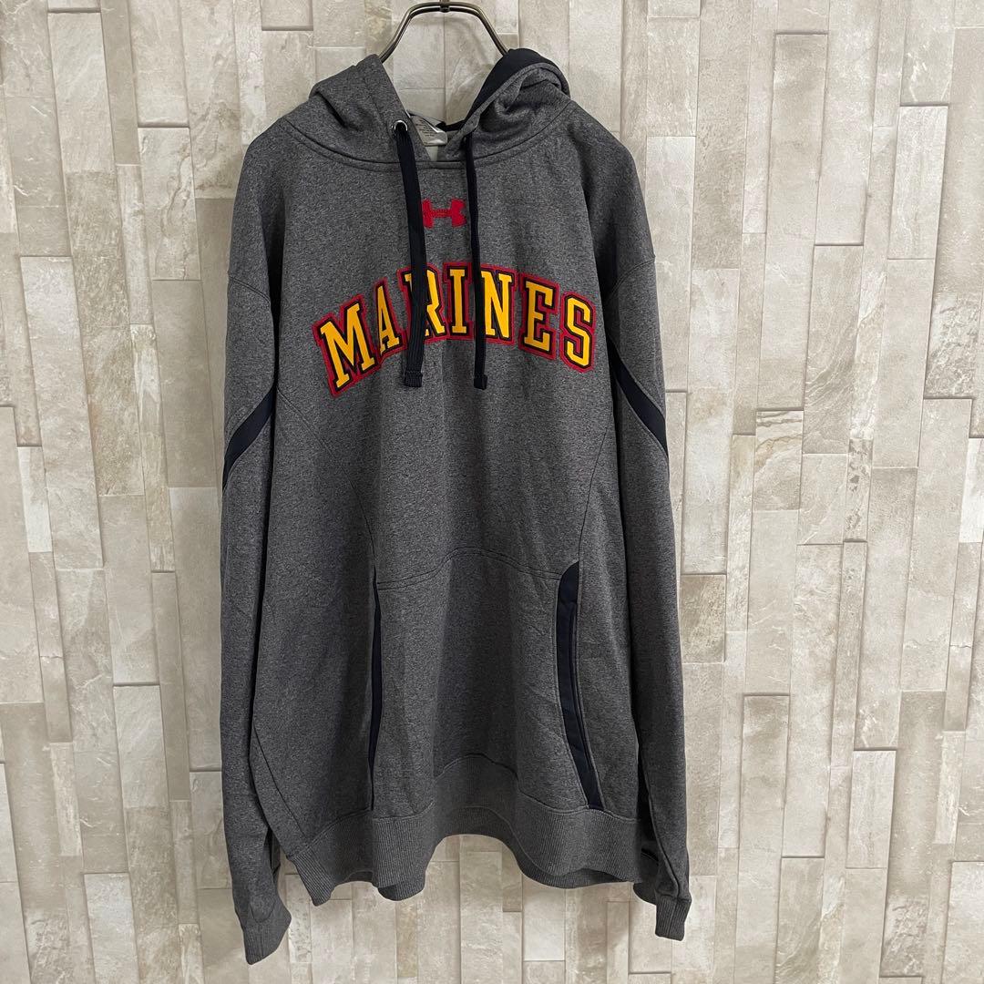 【美品】UNDER ARMOUR MARINES プルオーバー パーカー L