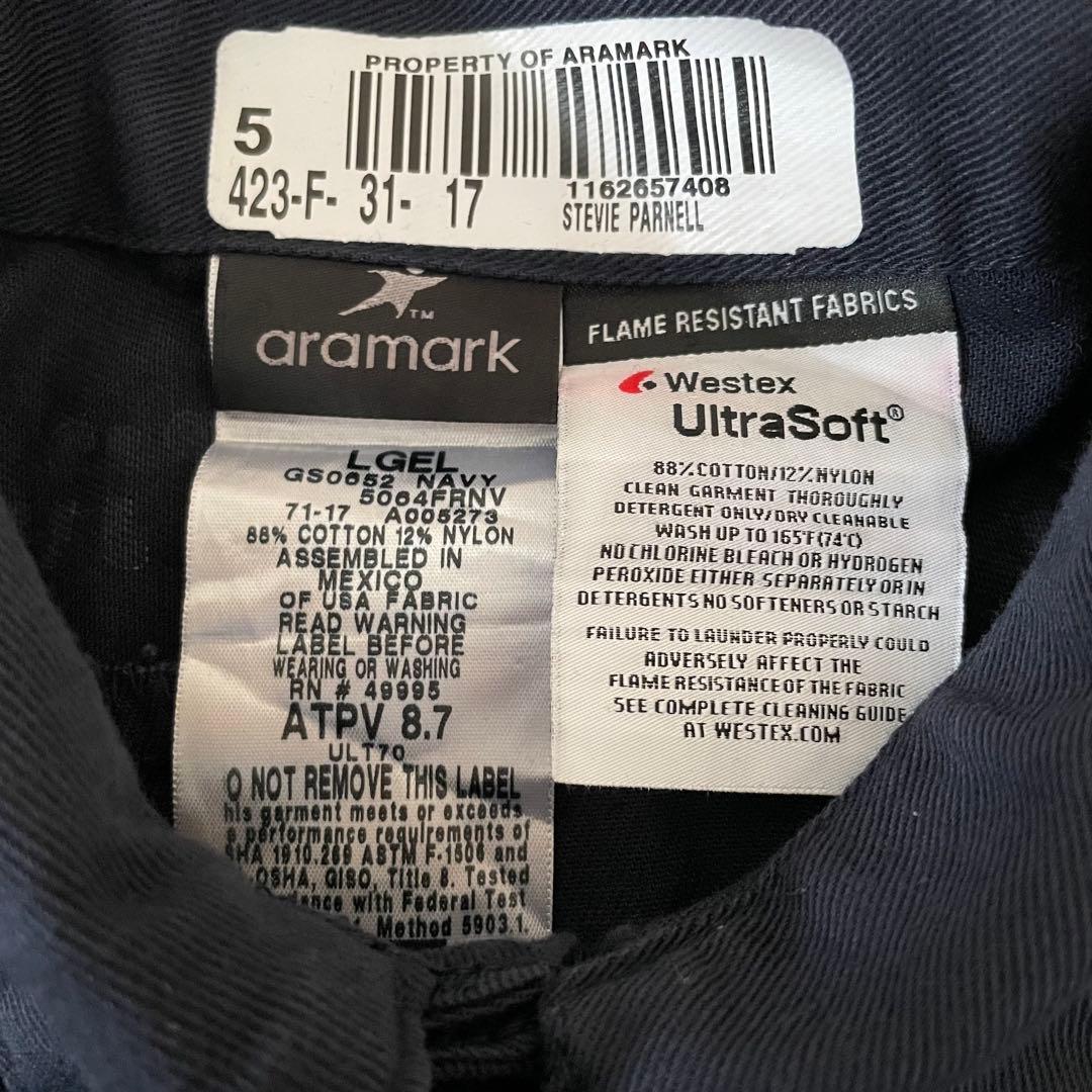古着 ARAMARK 長袖ワークシャツ Lサイズ ネイビー