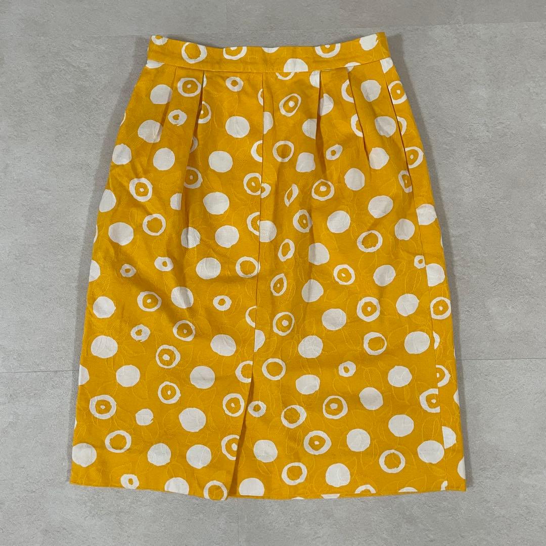 【希少】YVES SAINT LAURENT 膝丈スカート サイズL ドット柄