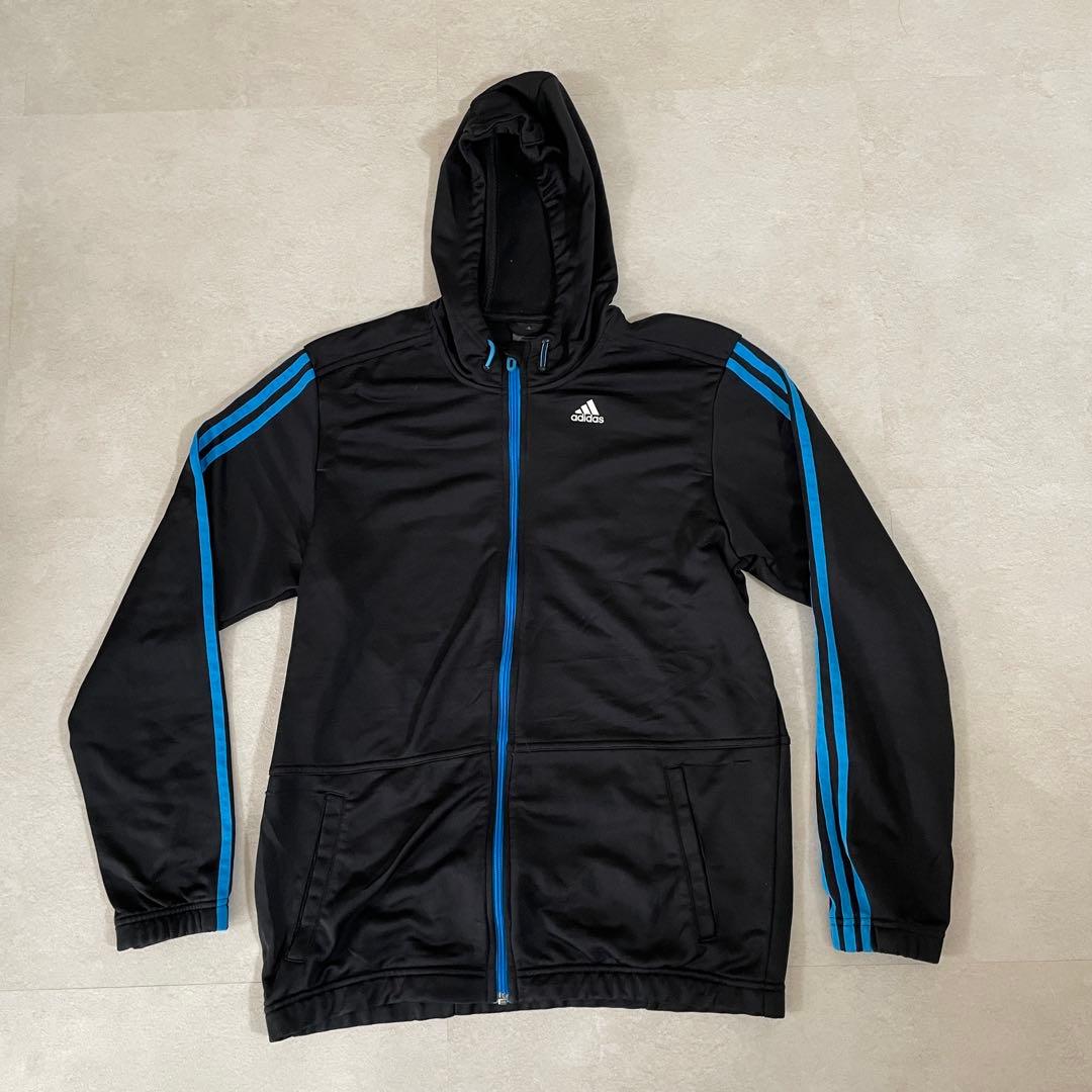 【美品】adidas フード付 トラックジャケット 3ストライプ サイズL