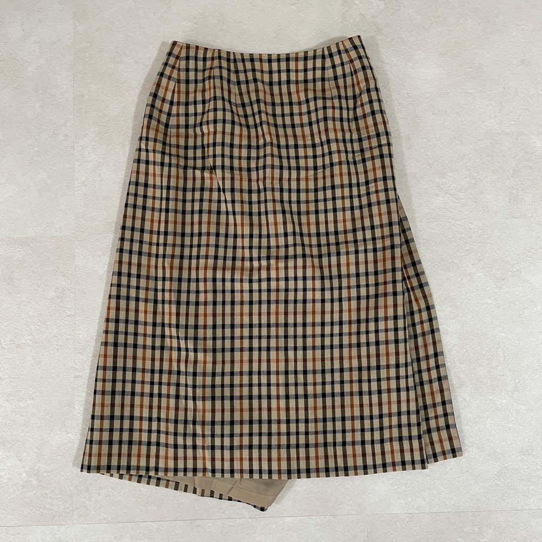 【美品】DAKS LONDON プリーツロングスカート 61-89 チェック柄