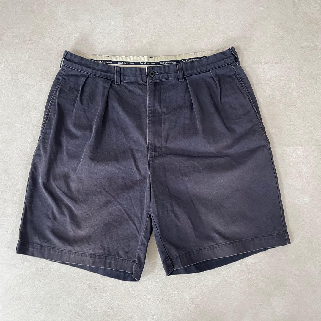 【美品】90s POLO RALPH LAUREN ハーフパンツ 36 紺色