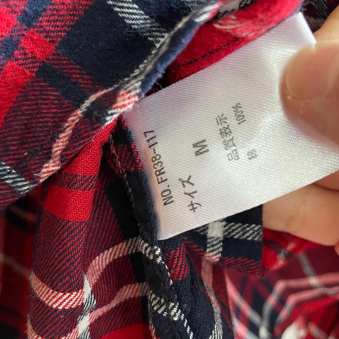 【美品】FLASH REPORT 長袖シャツ Mサイズ レッド チェック柄