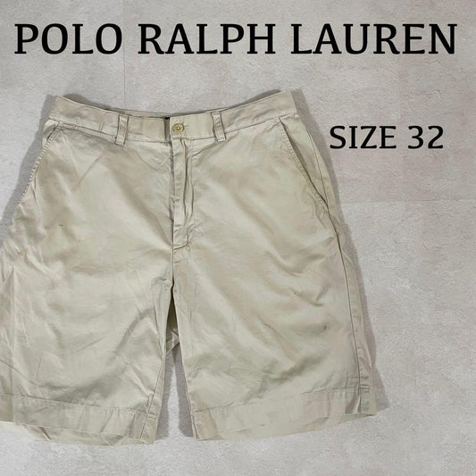 90s POLO RALPH LAUREN ハーフパンツ 32 アイボリー