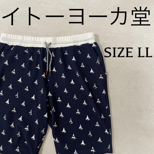 【美品】イトーヨーカ堂 ハーフパンツ ヨット 総柄 ネイビー LL