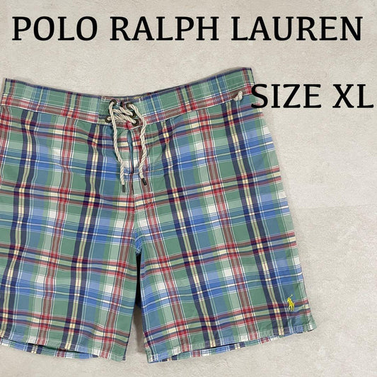 【美品】90s POLO RALPH LAUREN スイムショーツ チェック柄