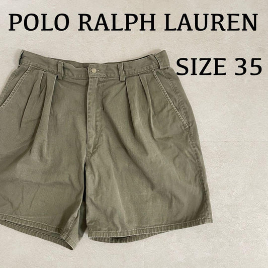 90s POLO RALPH LAUREN ハーフパンツ サイズ35 カーキ
