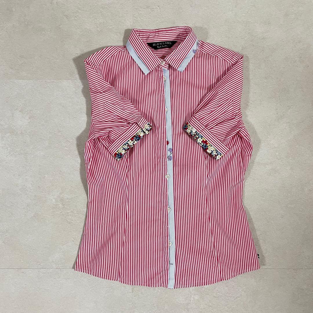 【美品】Paul Smith 半袖シャツ サイズ40 ストライプ柄 花柄