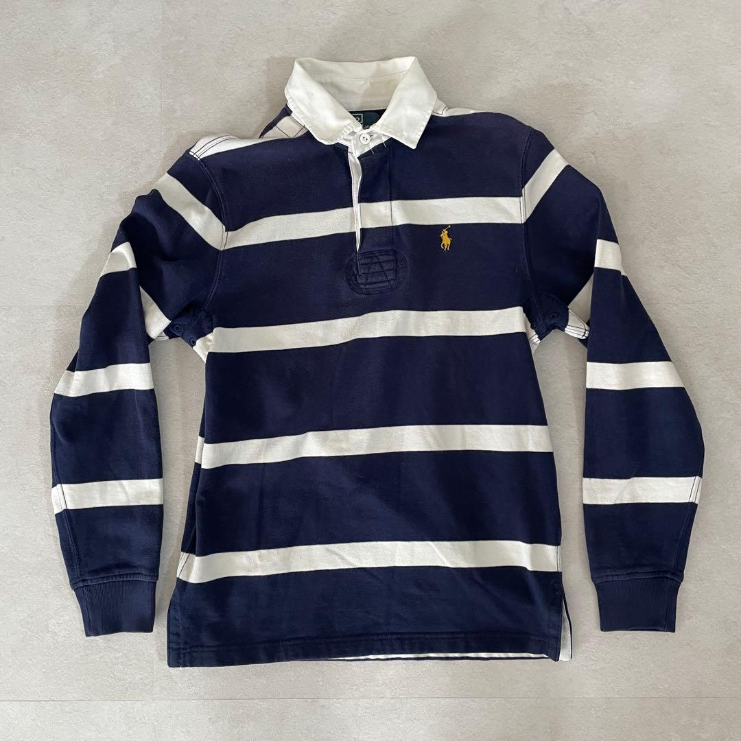 90s POLO RALPH LAUREN 長袖ポロシャツ S ボーダー柄