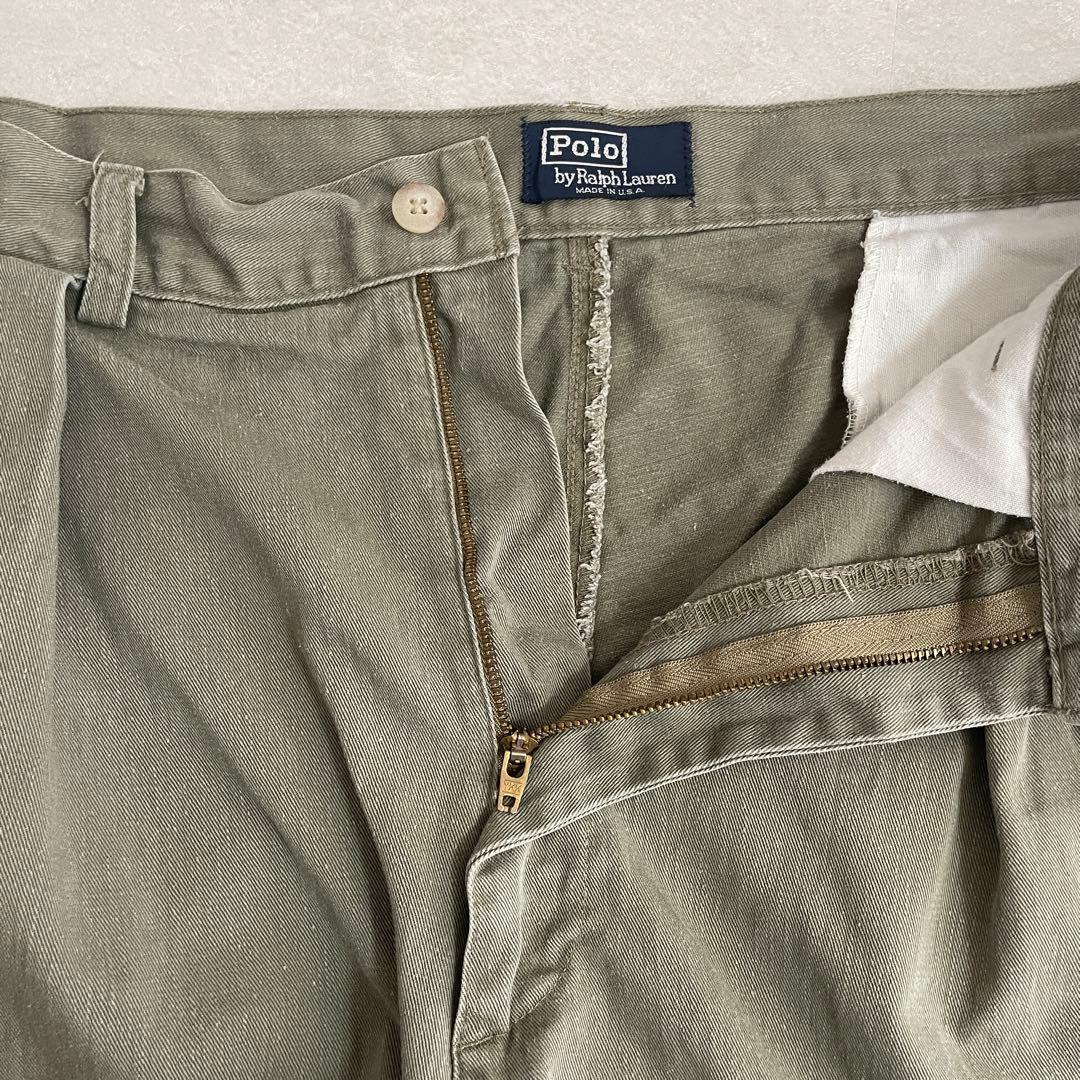 90s POLO RALPH LAUREN ハーフパンツ サイズ35 カーキ
