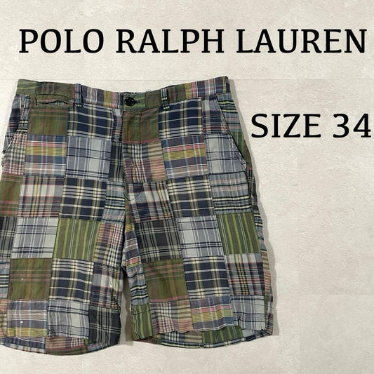 90s POLO RALPH LAUREN ハーフパンツ 34 パッチワーク