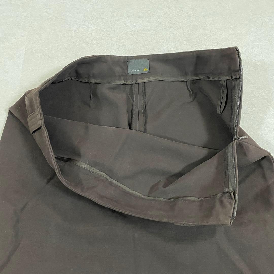 古着 FENDI 膝丈タイトスカート イタリア製 パッチ サイズ40 ブラウン