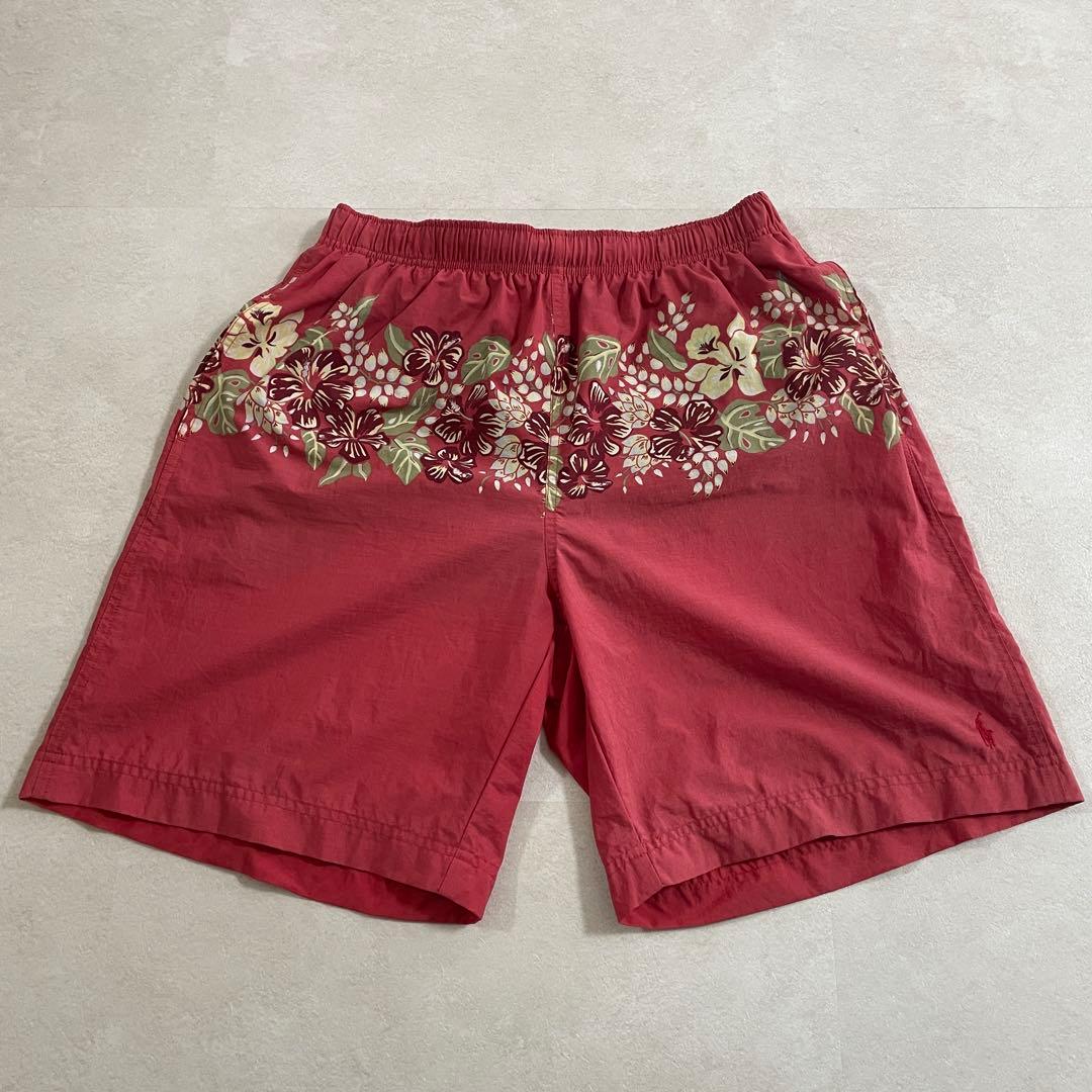 【美品】POLO RALPH LAUREN フラワー柄 レッド スイムショーツ