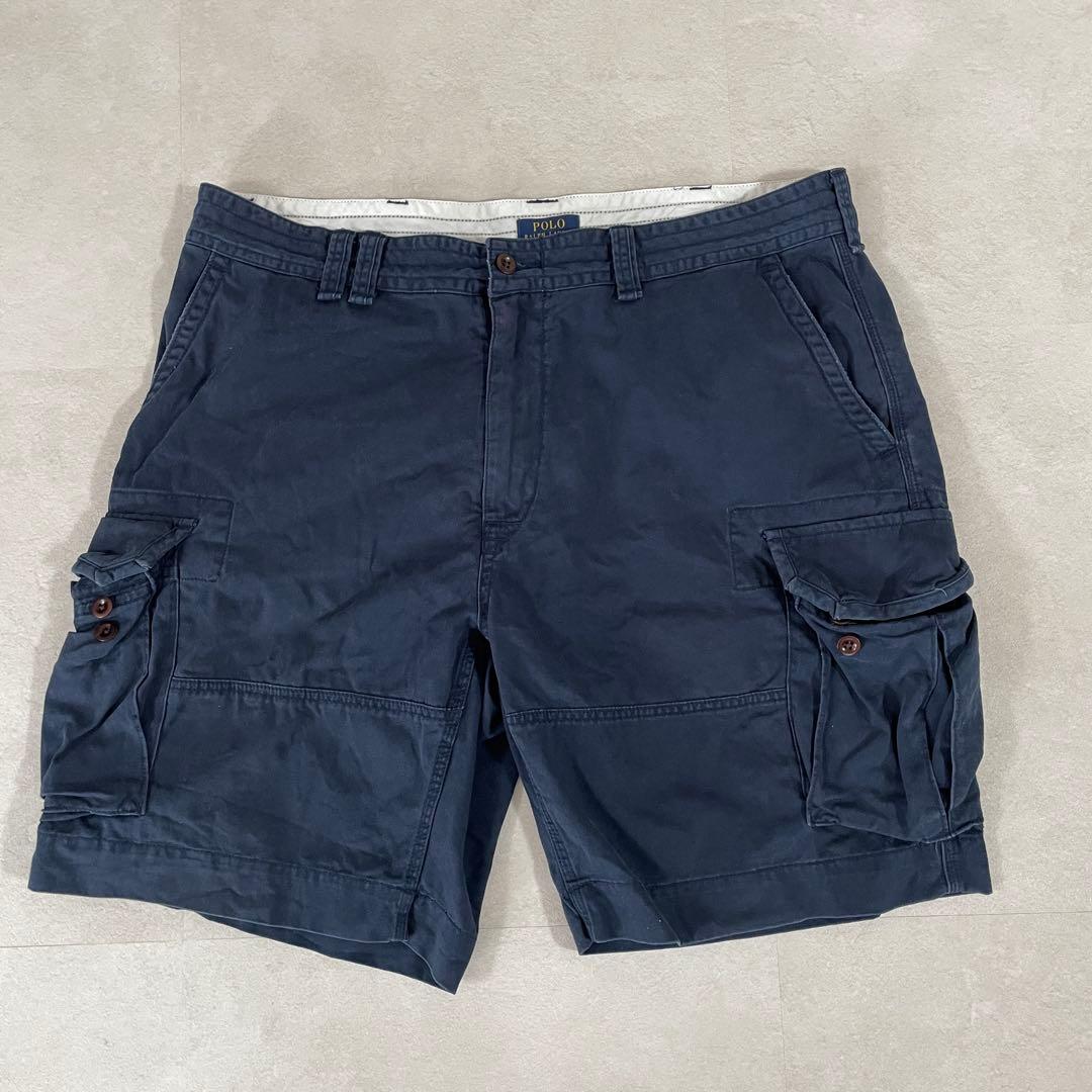 古着 POLO RALPH LAUREN ハーフパンツ 42 ネイビー
