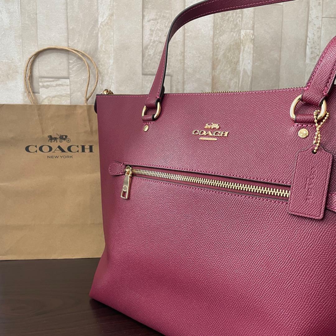 訳あり新品 COACH トートバッグ ブラックチェリー