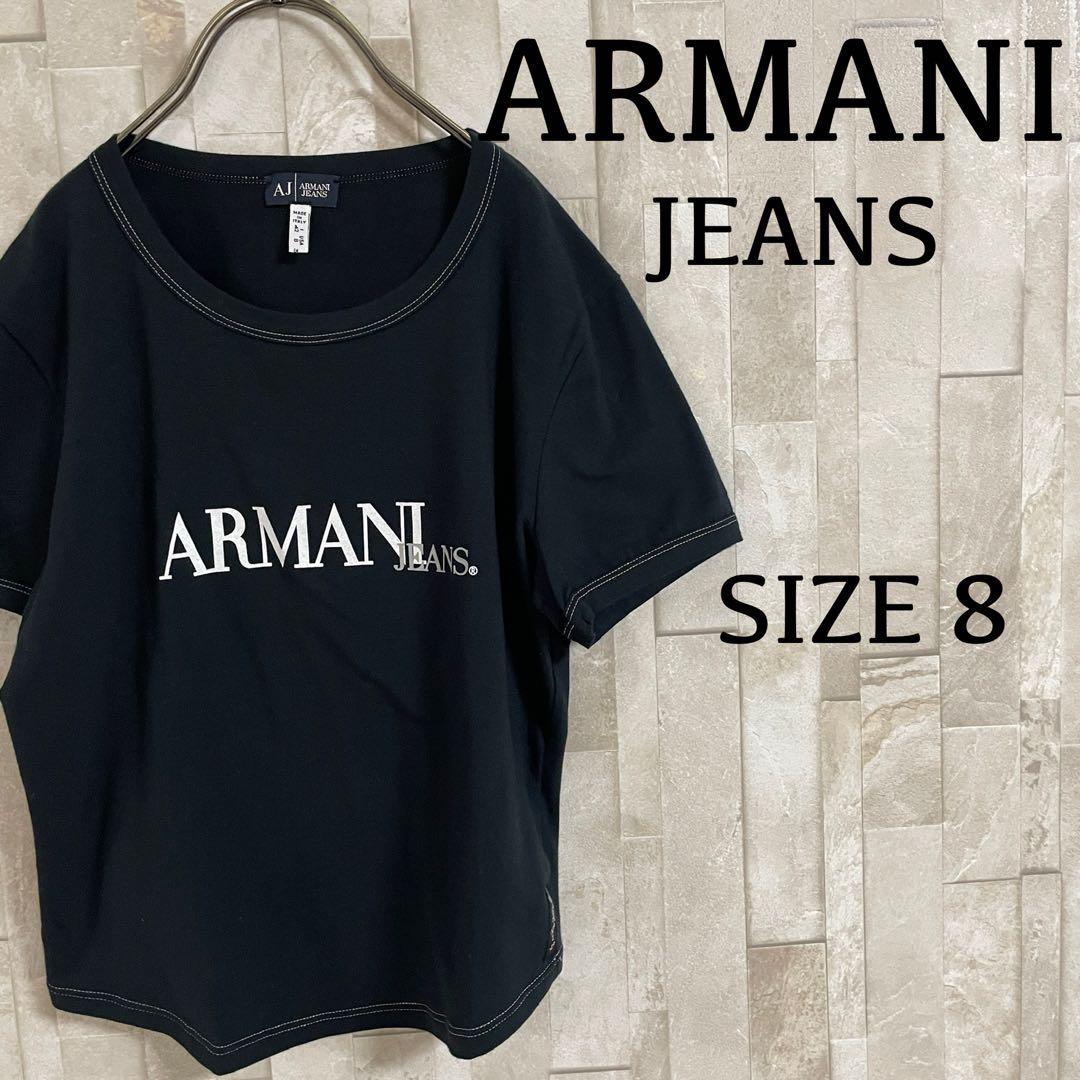 【美品】ARMANI JEANS 半袖Tシャツ サイズ8 ブラック