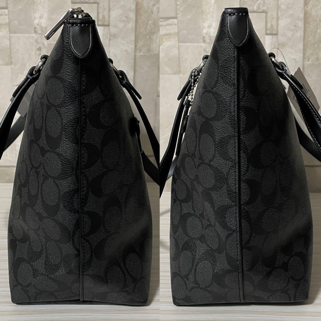 訳あり新品 COACH トートバッグ シグネチャー柄 ブラック