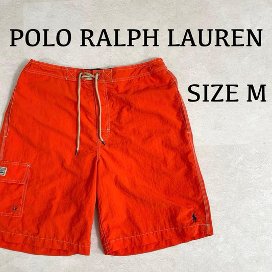 90s POLO RALPH LAUREN オレンジ スイムショーツ Mサイズ