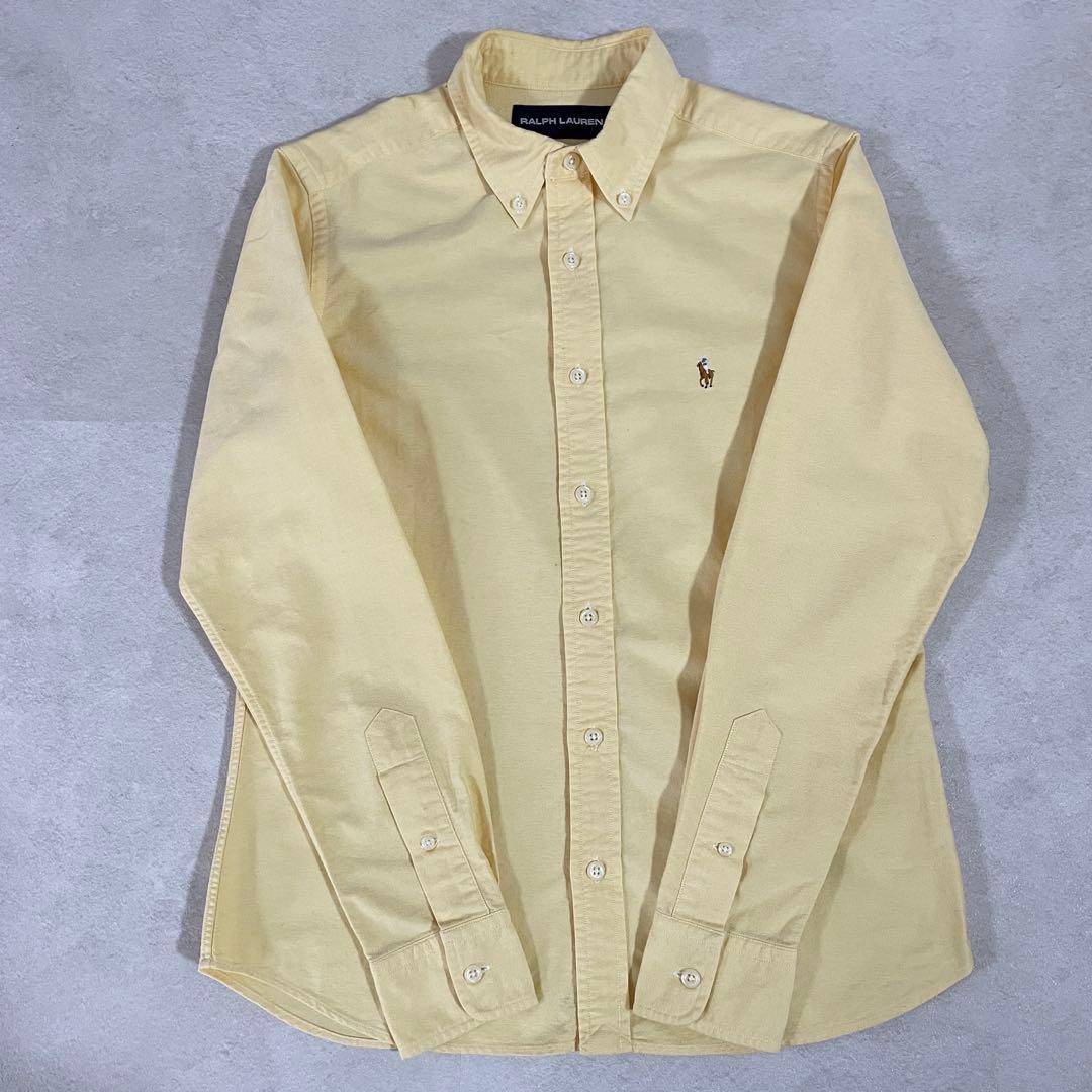 【美品】90s POLO RALPH LAUREN 長袖シャツ 7 イエロー