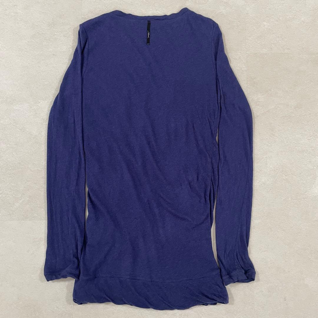 古着 DIESEL 長袖ロングTシャツ ドレープデザイン Sサイズ ブルー