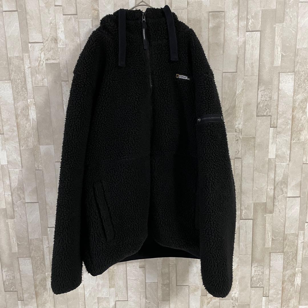【美品】NATIONAL GEOGRAPHIC ボアジャケット 2XL 黒色