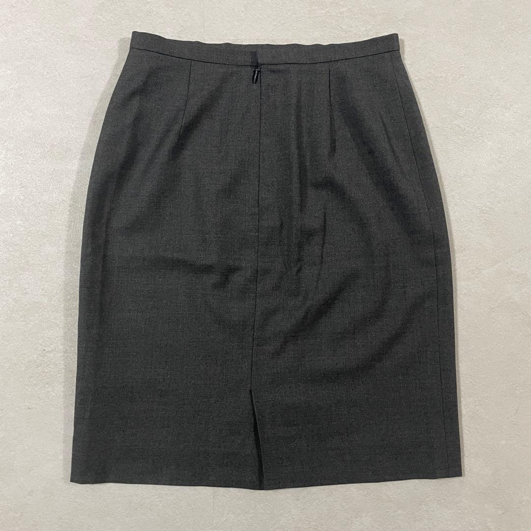 90s BURBERRY ひざ丈スカート カシミヤ混 サイズ40 ダークグレー