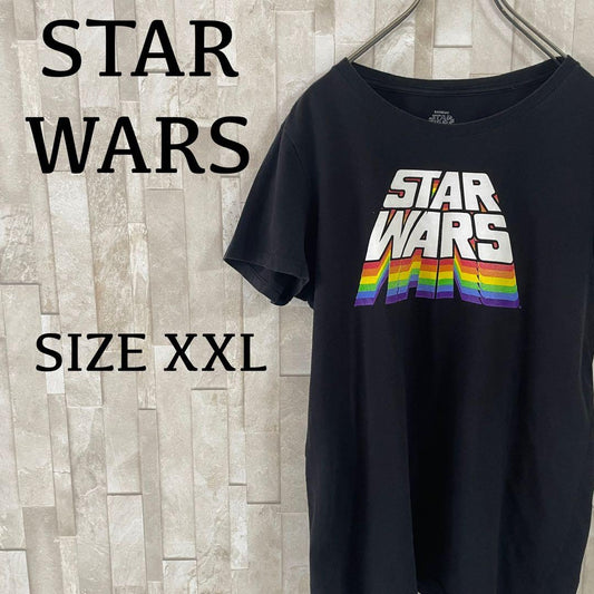 【美品】STAR WARS Tシャツ レインボーロゴ ブラック XXLサイズ