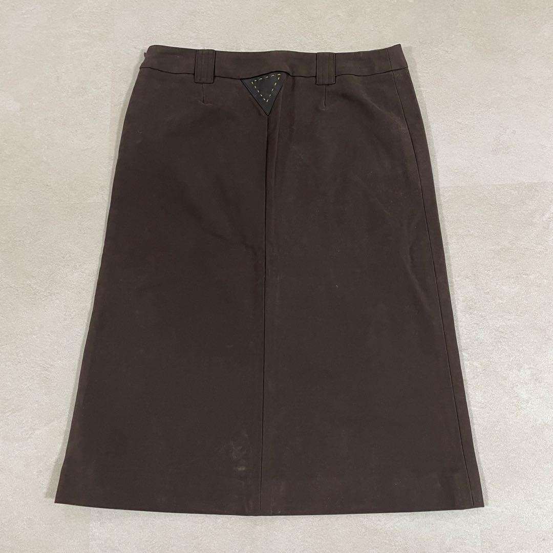 古着 FENDI 膝丈タイトスカート イタリア製 パッチ サイズ40 ブラウン