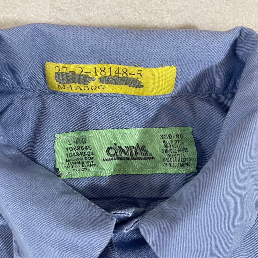 古着 CINTAS シンタス 長袖ワークシャツ サイズL ブルー