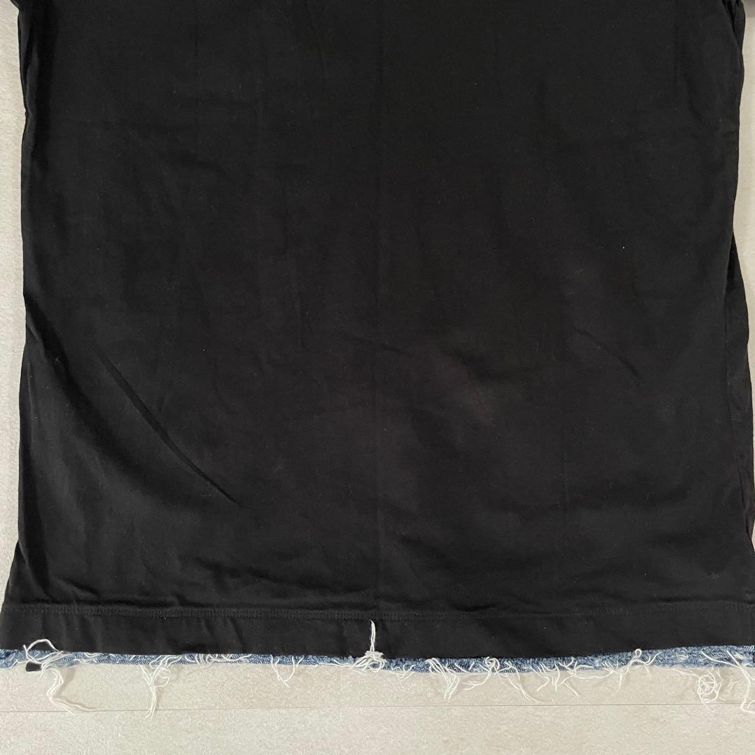 古着DIESEL 半袖VネックTシャツ デニムポケット サイズS ブラック