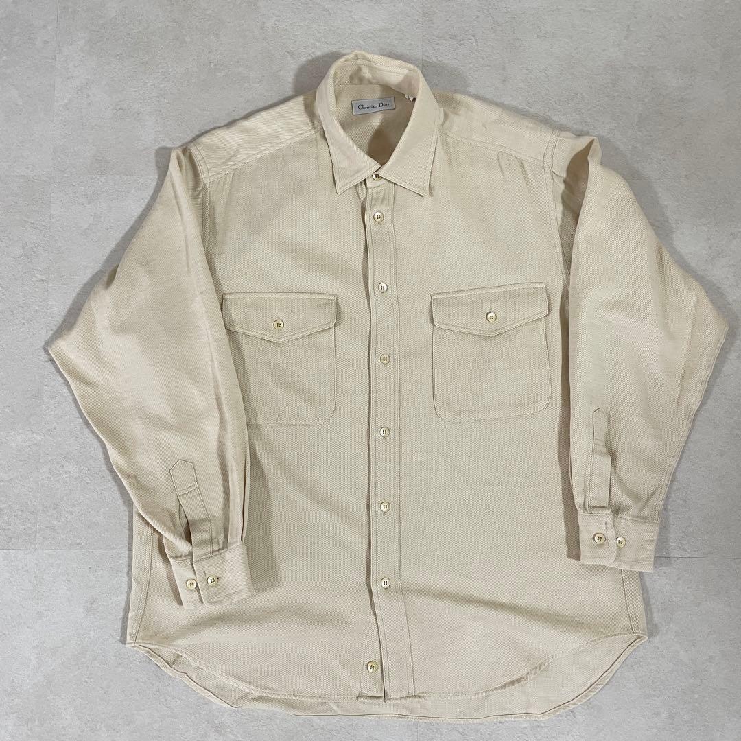 【美品】Christian Dior 長袖シャツ サイズL ベージュ