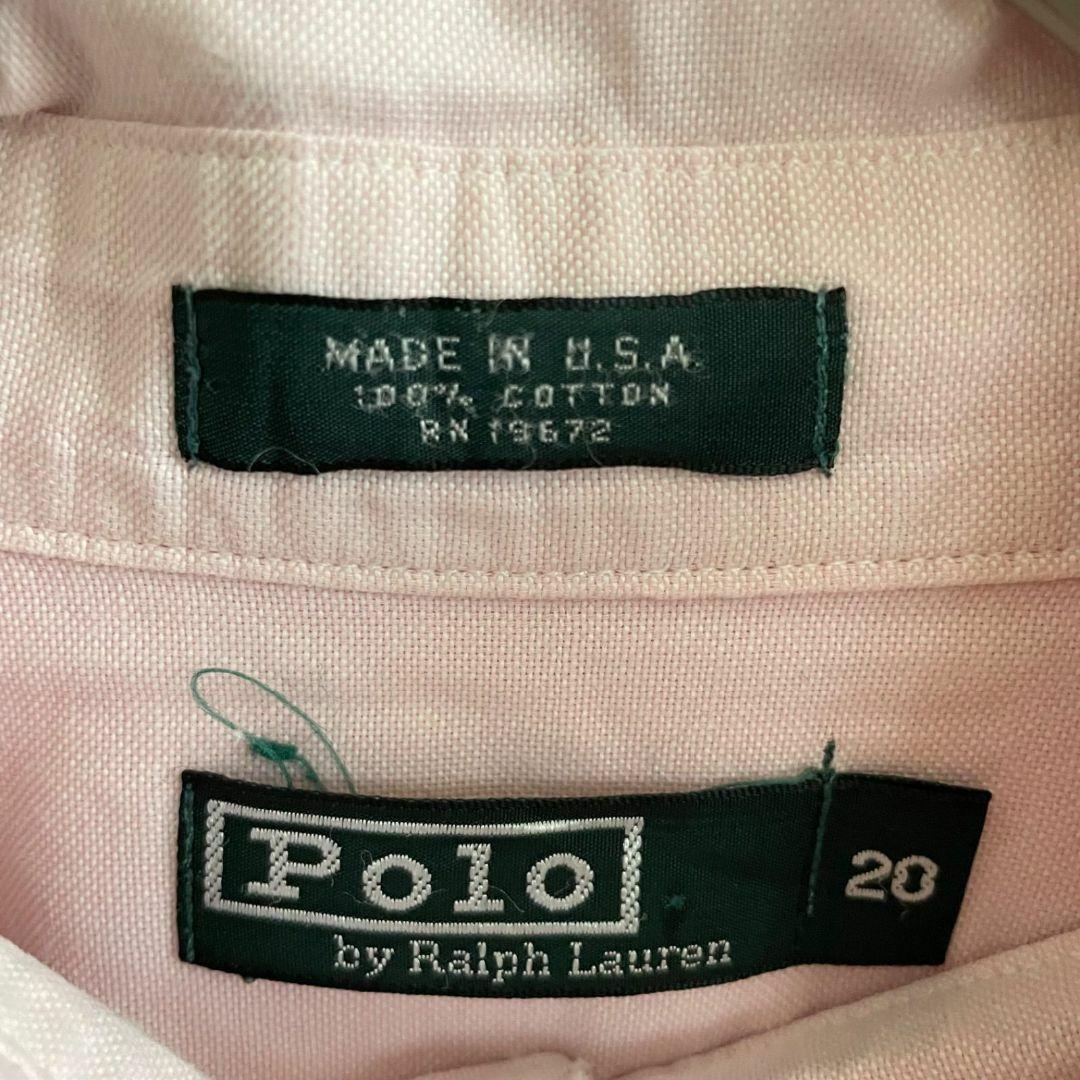 80s ラルフローレン 半袖 シャツ ボーイズ20サイズ ピンク