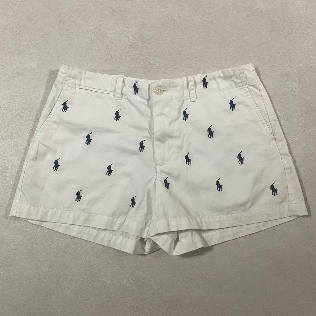 90s RALPH LAUREN SPORT ハーフパンツ ポニー刺繍 ホワイト