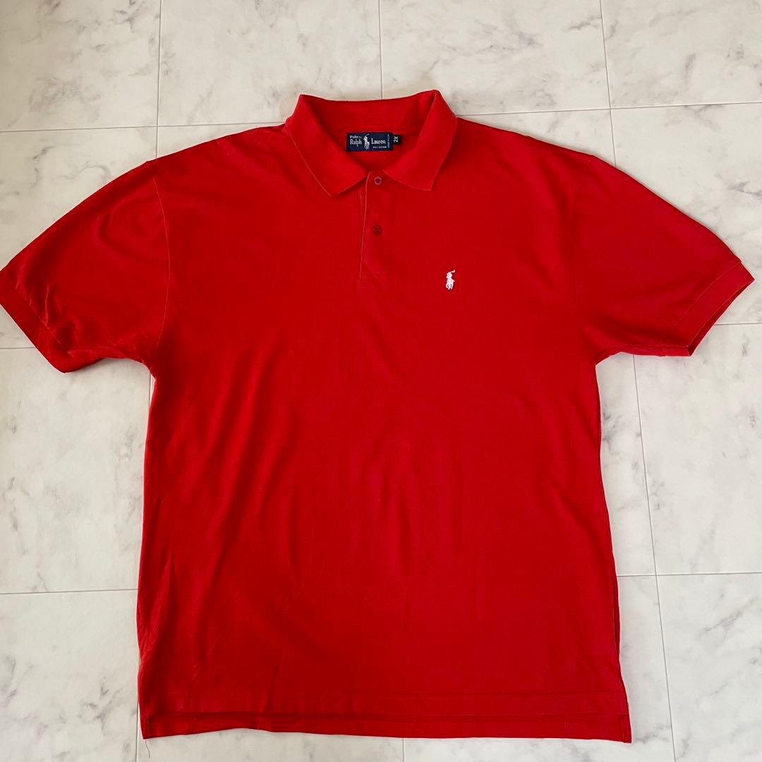 【美品】古着 90s ラルフローレン 半袖ポロシャツ 2XL レッド USA製