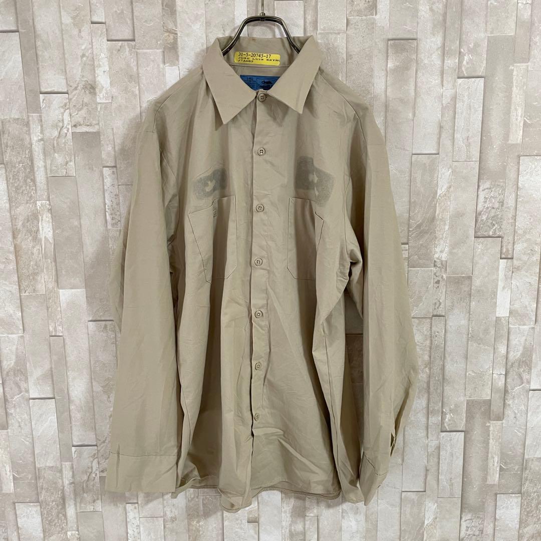 古着 CiNTAS シンタス 長袖 ワークシャツ サイズL ベージュ