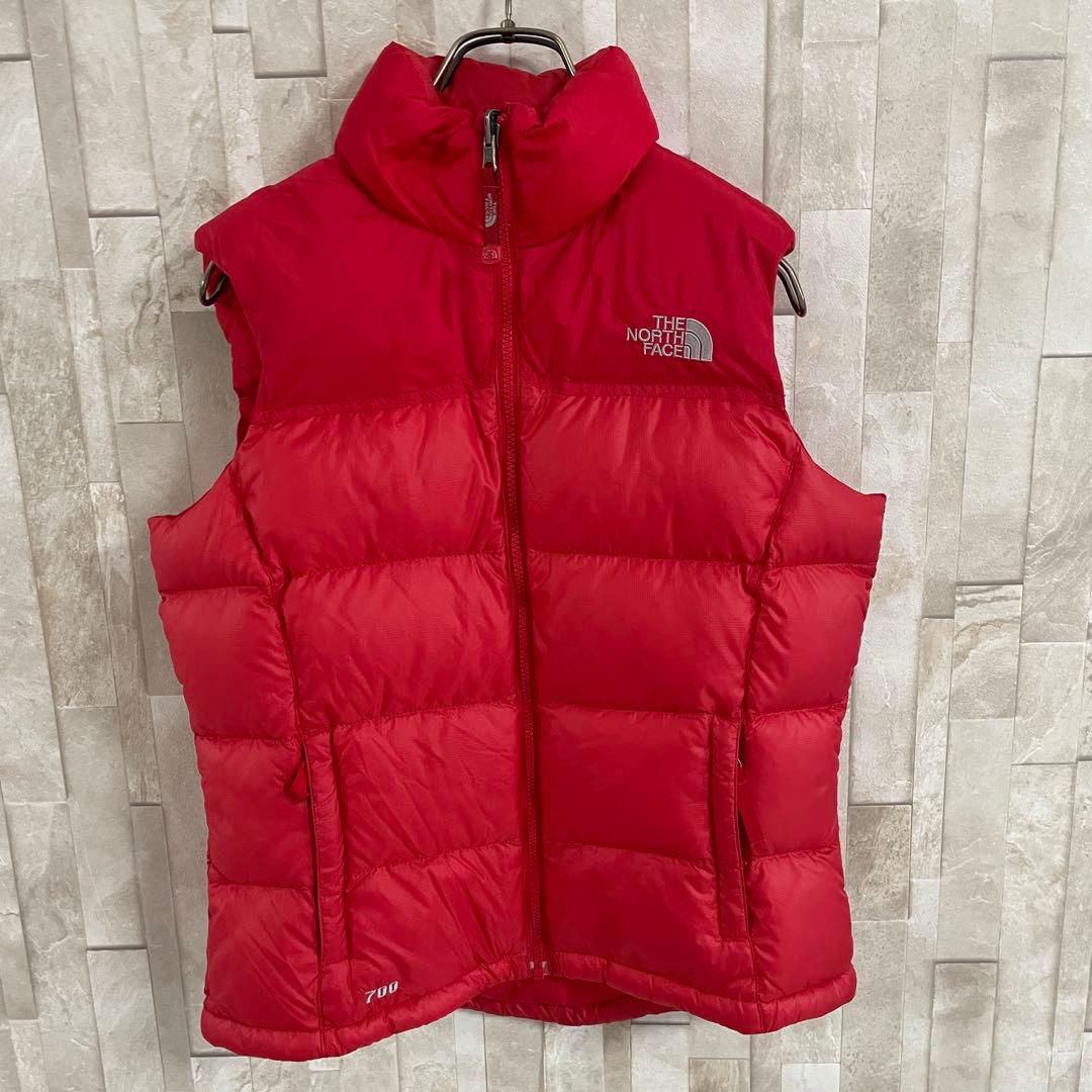 古着 THE NORTH FACE 700ヌプシ ダウンベスト85(M) 赤色