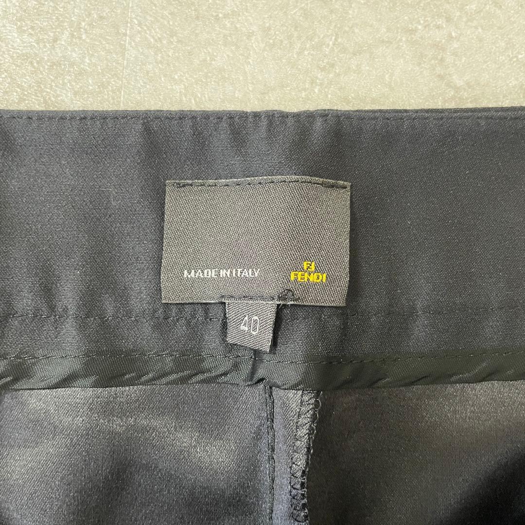 【美品】FENDI ひざ丈スカート イタリア製 サイズ40 ブラック 薄手