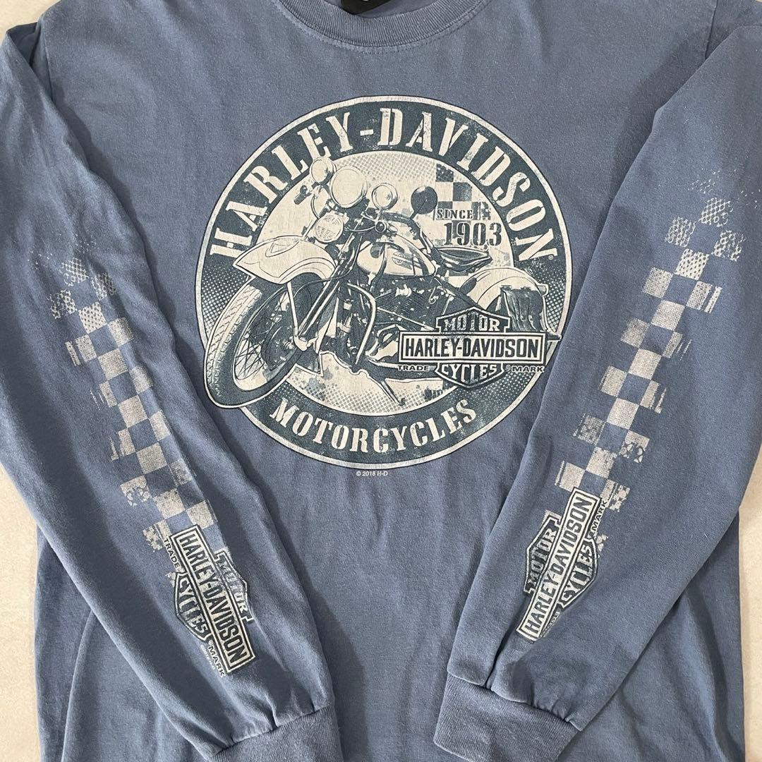 古着 HARLEY-DAVIDSON バイク 袖プリント 長袖Tシャツ