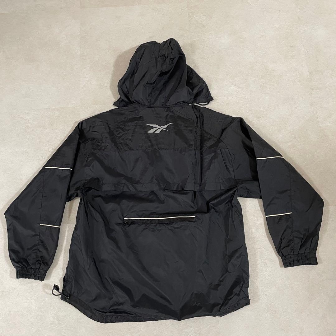 古着Reebok ナイロンジャケット フード サイズM ブラック