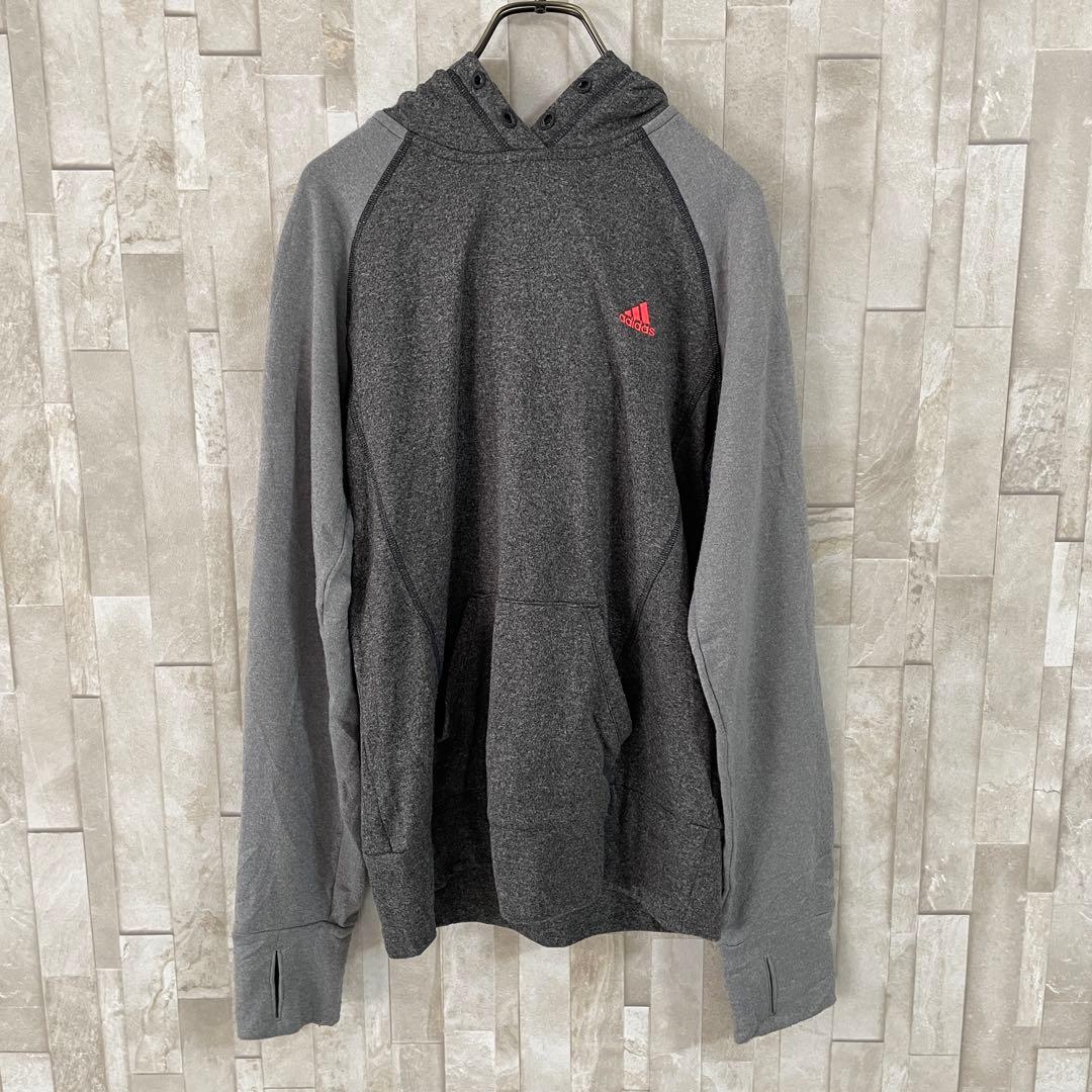 【美品】adidas プルオーバー パーカー climalite グレー M
