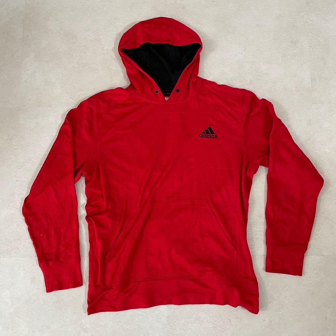 【美品】adidas プルオーバー パーカー サイズL レッド