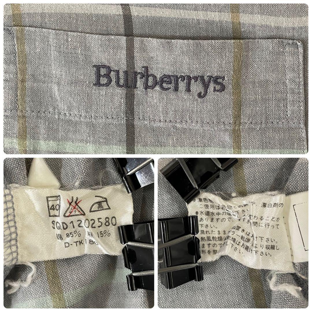 90s BURBERRY 長袖シャツ チェック柄 サイズL グレー