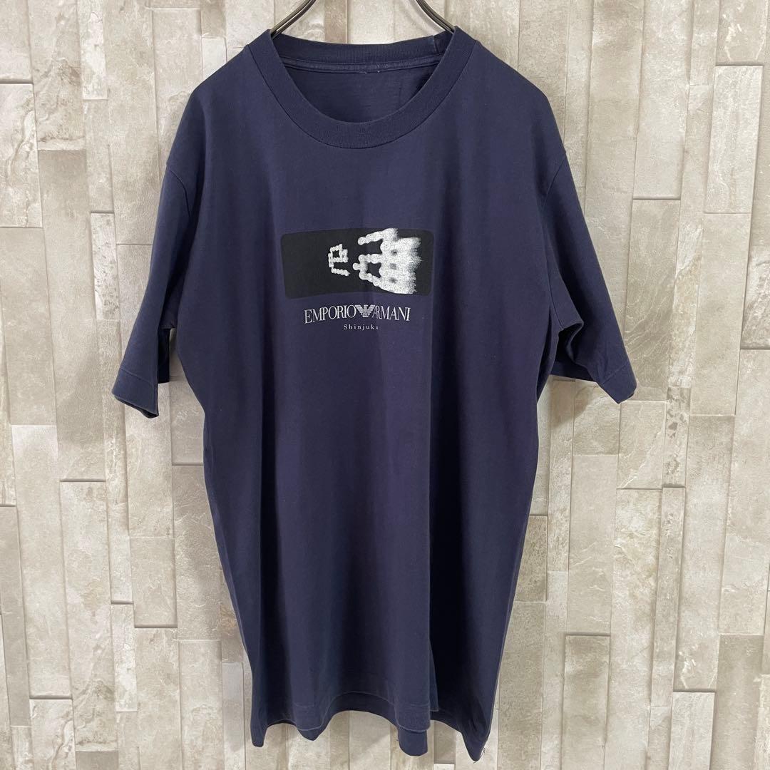 古着 EMPORIO ARMANI ロゴプリント ネイビー 半袖Tシャツ