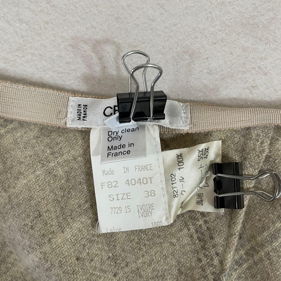 【美品】CELINE ロングスカート フランス製 サイズ38 ベージュ チェック